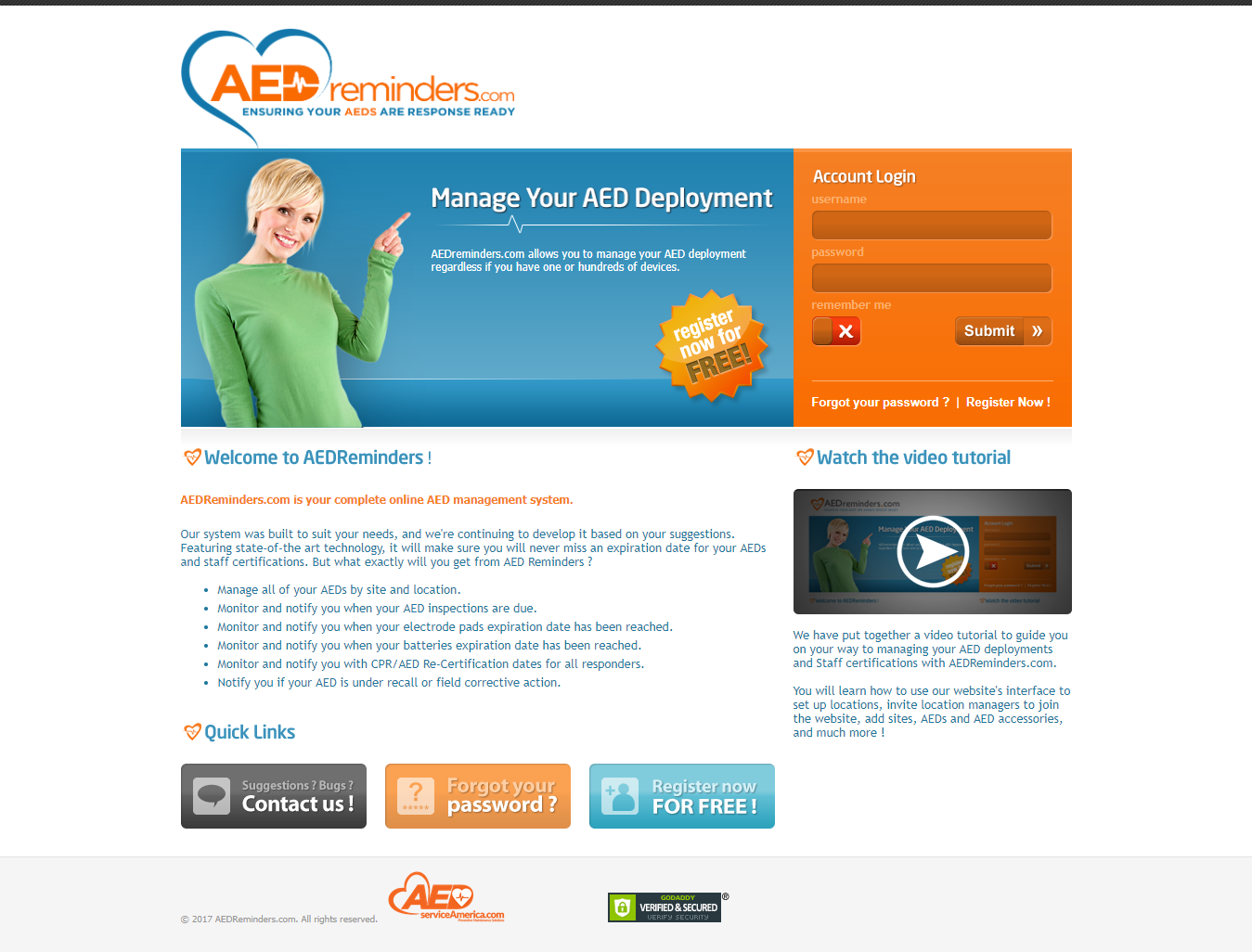 AEDReminders.com website portfolio